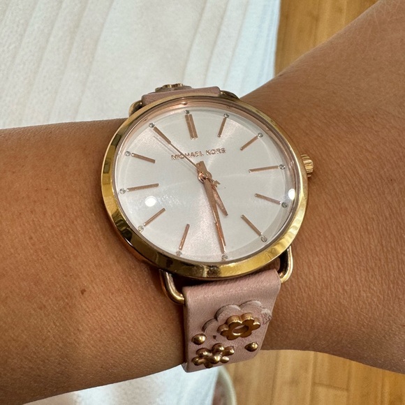 Michael Kors Accessories - Michael Kors Portia Stainless Steel Quartz Leather Strap Watch